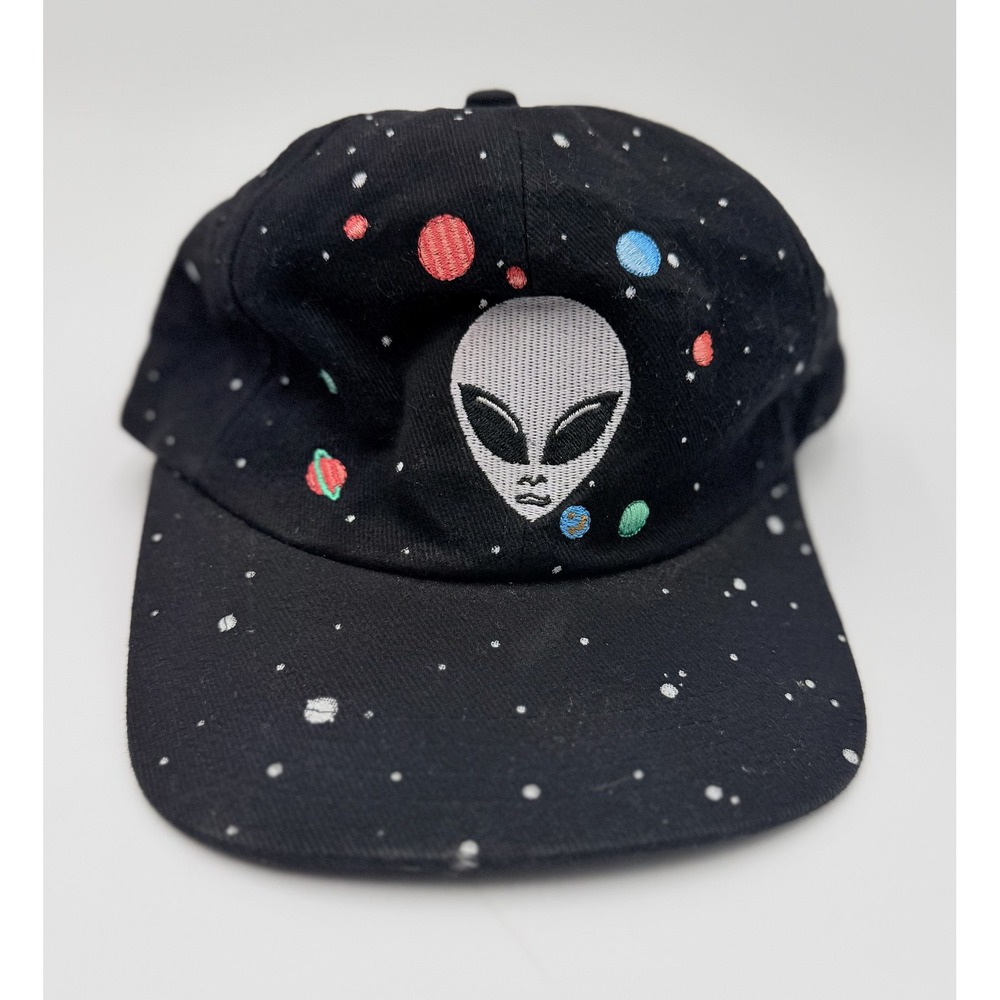 J Hats Space & Rocket Center Alien Galaxy Camp Cap Black Adjustable Snapback Hat
